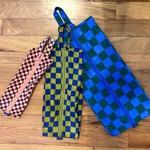 BAGGU 3D Zip Checkered Pouches Trio - Jewel Checks